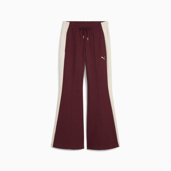 T7 Flared Pants Women, Ruby Shimmer, large-ZAF