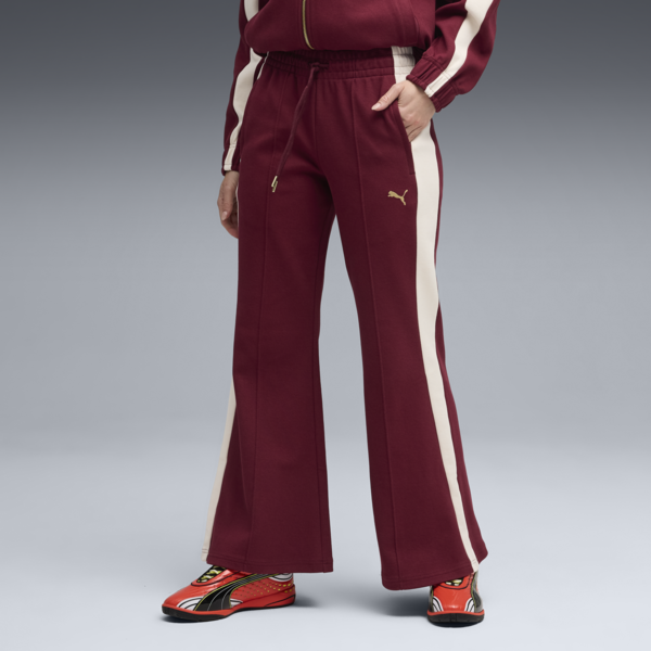 T7 Flared Pants Women, Ruby Shimmer, large-ZAF