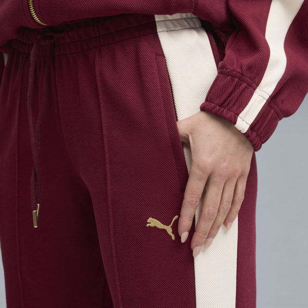 T7 Flared Pants Women, Ruby Shimmer, large-ZAF