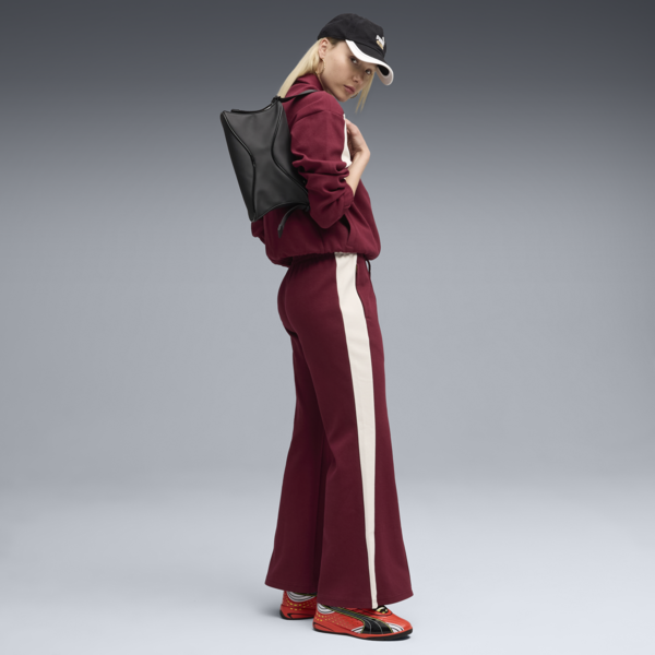 T7 Flared Pants Women, Ruby Shimmer, large-ZAF