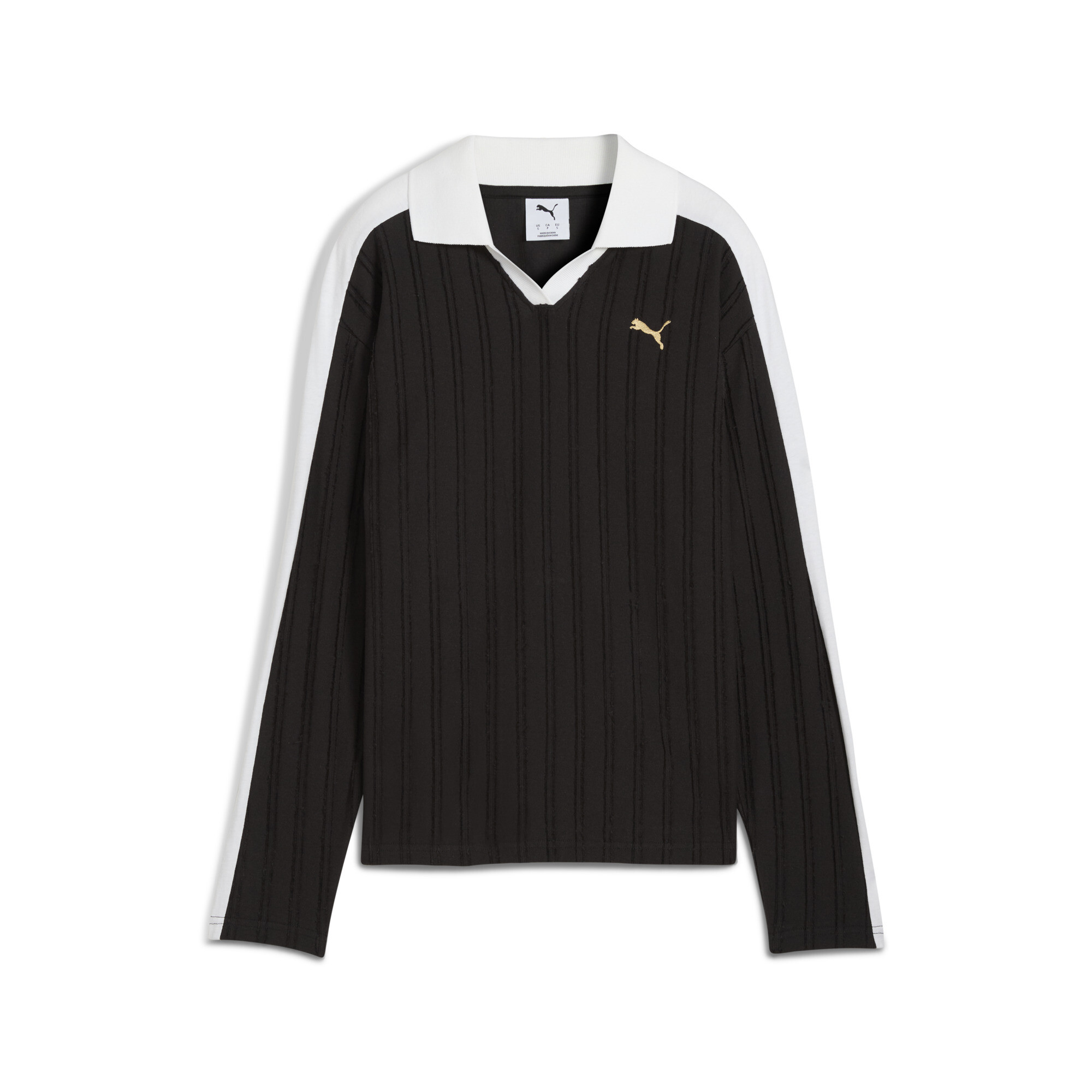 PUMA T7 Relaxed polo met lange mouwen voor Dames, Zwart, Maat L thumbnail 3