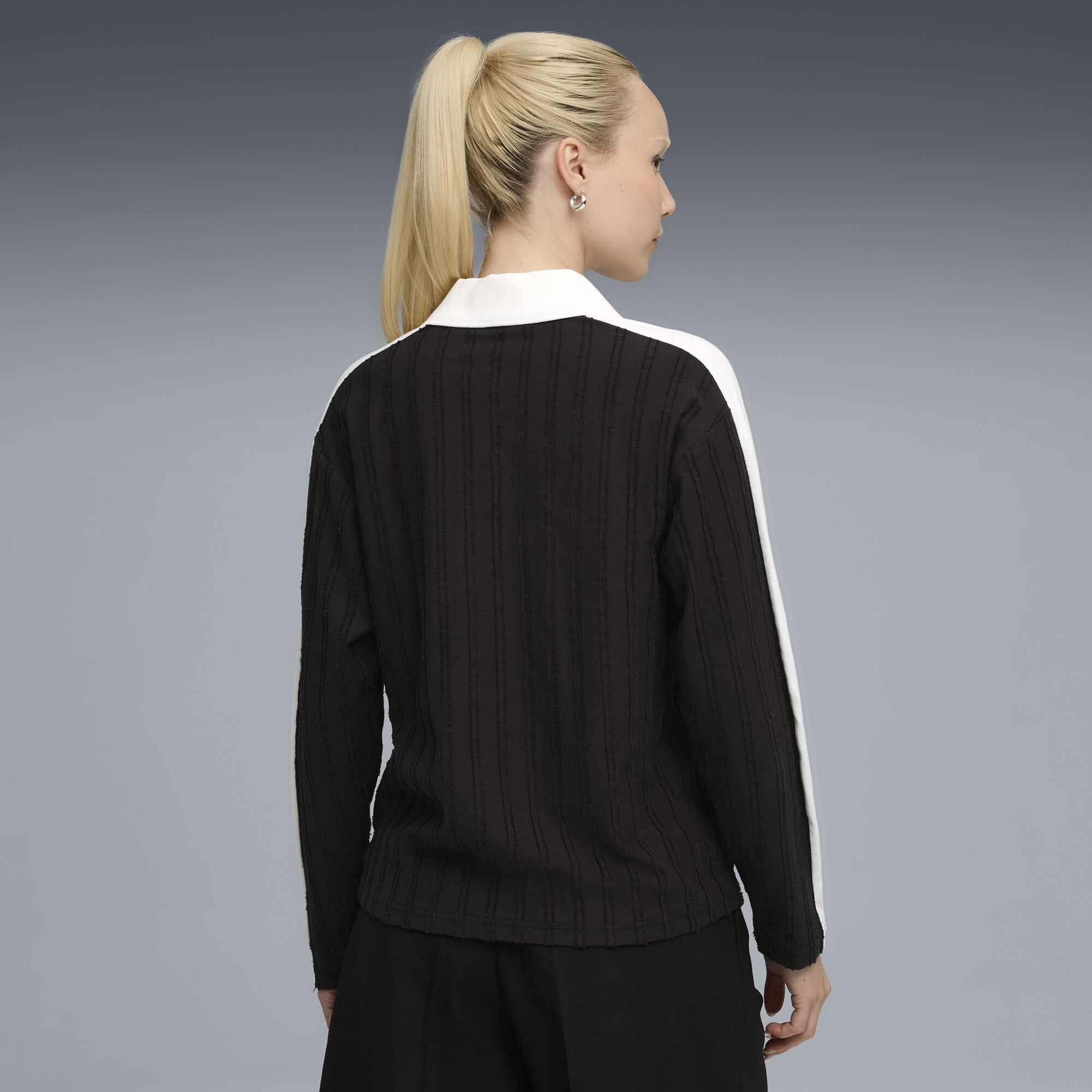 PUMA T7 Relaxed polo met lange mouwen voor Dames, Zwart, Maat L thumbnail 5