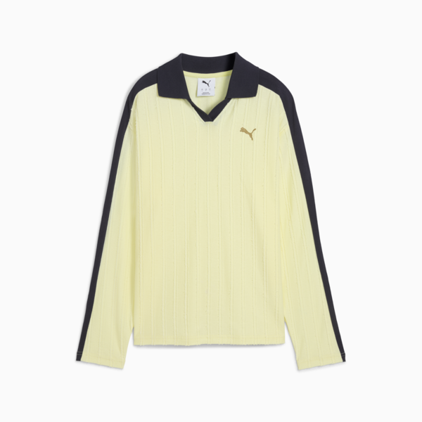T7 Relaxed Long Sleeve Polo Women, Gold Moon, large-ZAF