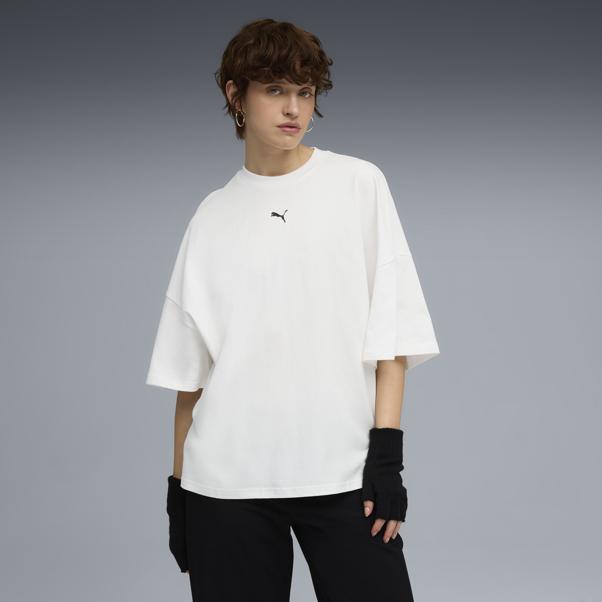 DARE TO Ruched Kadın Geniş Kesim Tişört | Beyaz | Puma | Sku