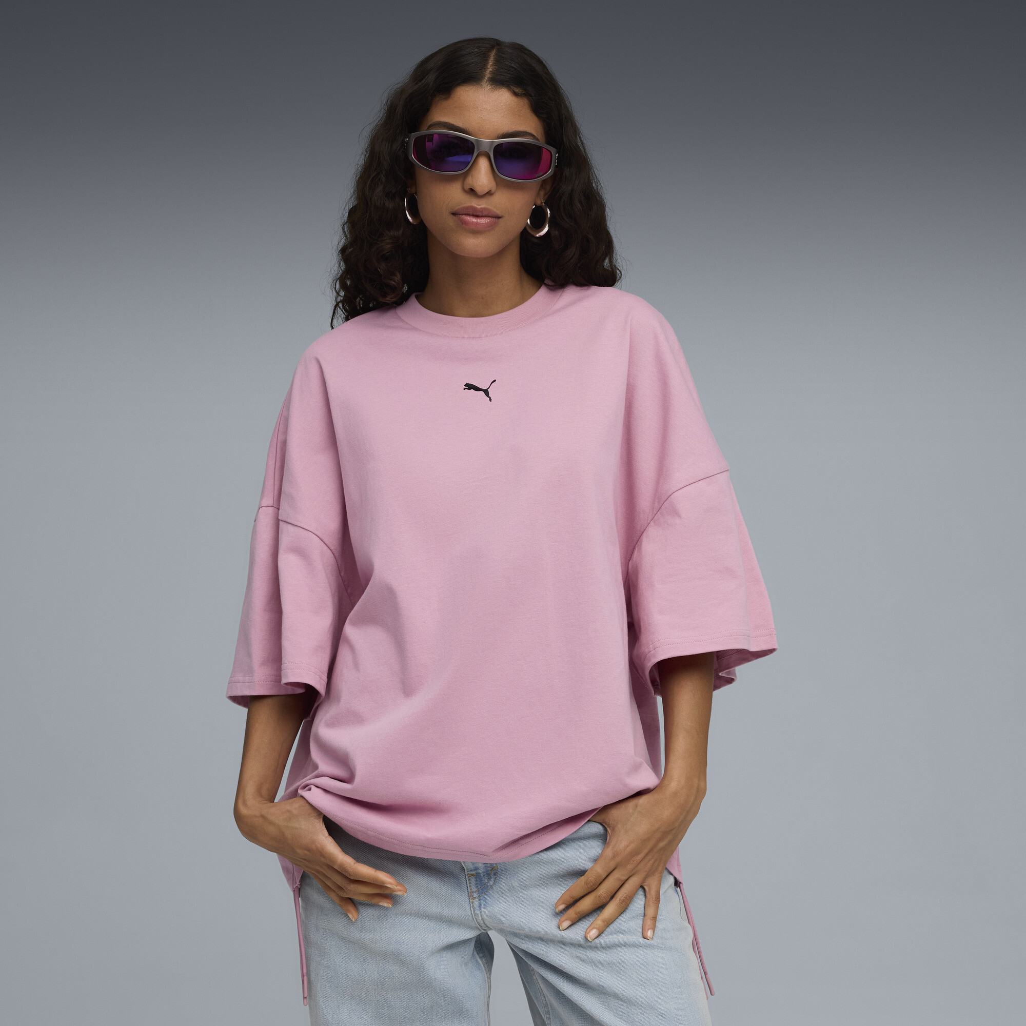 Puma DARE TO Oversized Ruched T-Shirt Damen | Mit Plain | Poised Pink | Größe: L