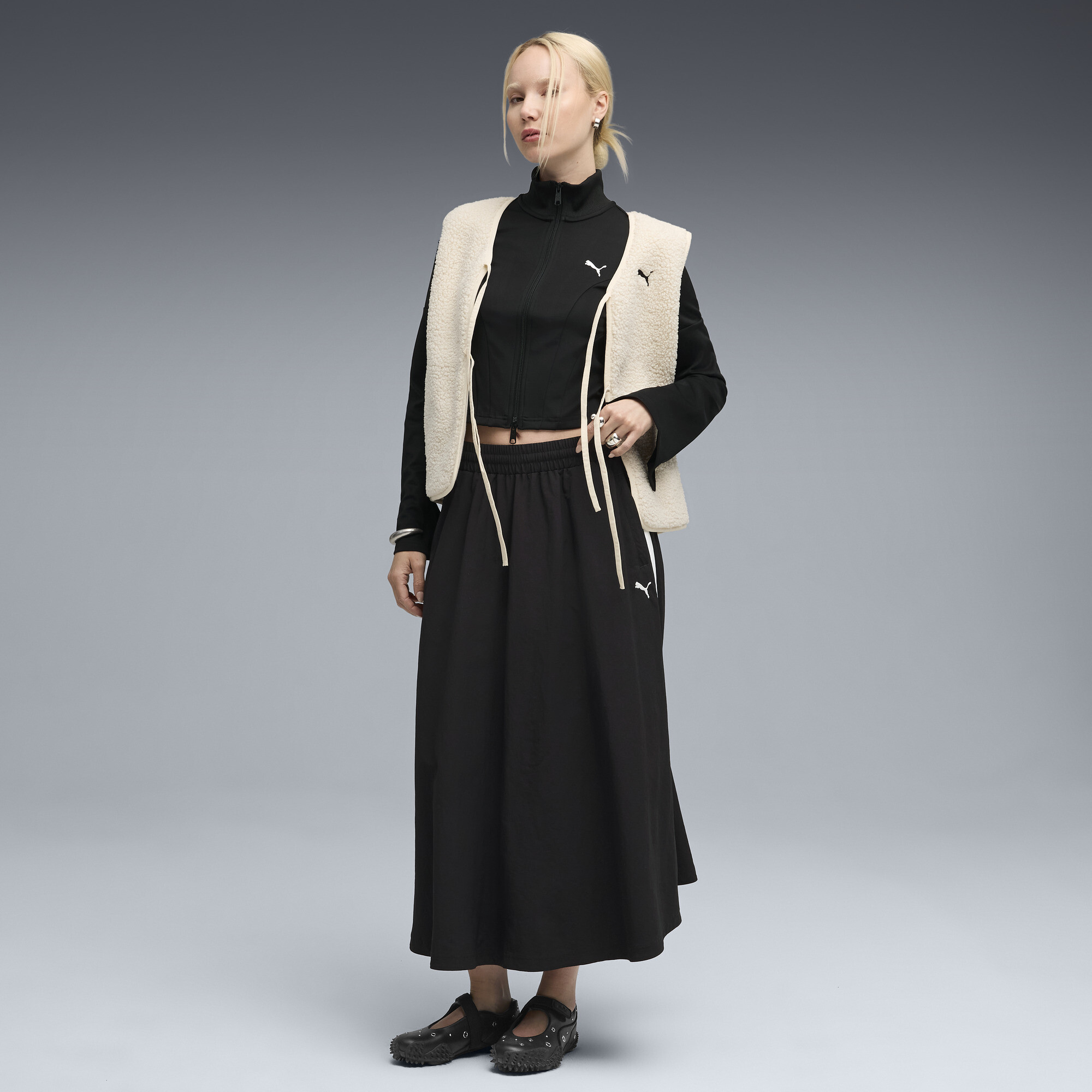 PUMA DARE TO slim cropped trainingsjack voor Dames, Zwart, Maat M thumbnail 6