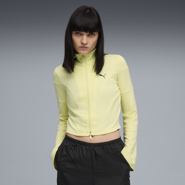 DARE TO Slim Cropped Track Jacket Women, Gold Moon, large-ZAF