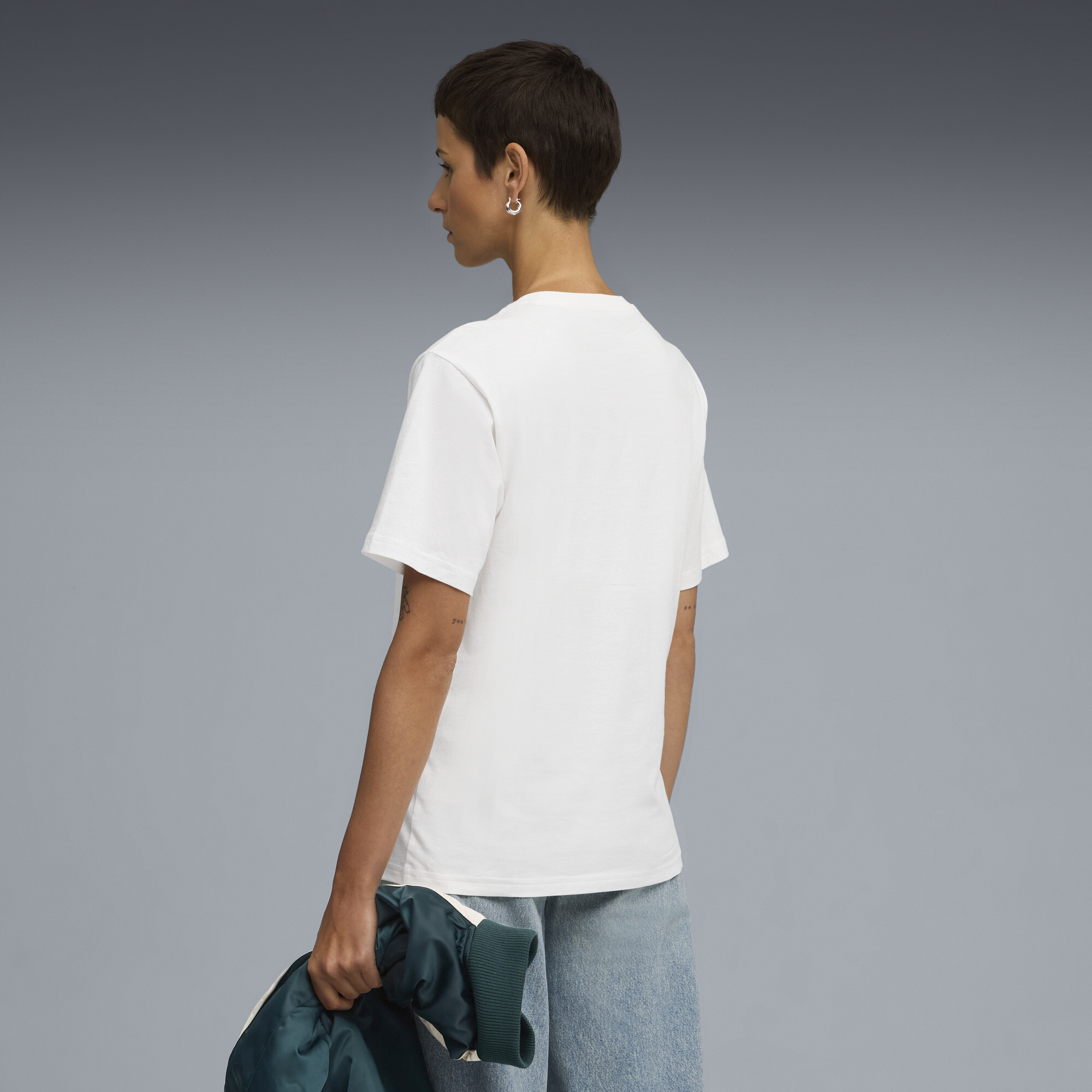 PUMA Wardrobe Essentials Sports Legacy Graphic relaxed T-shirt voor Dames, Wit, Maat XL thumbnail 5