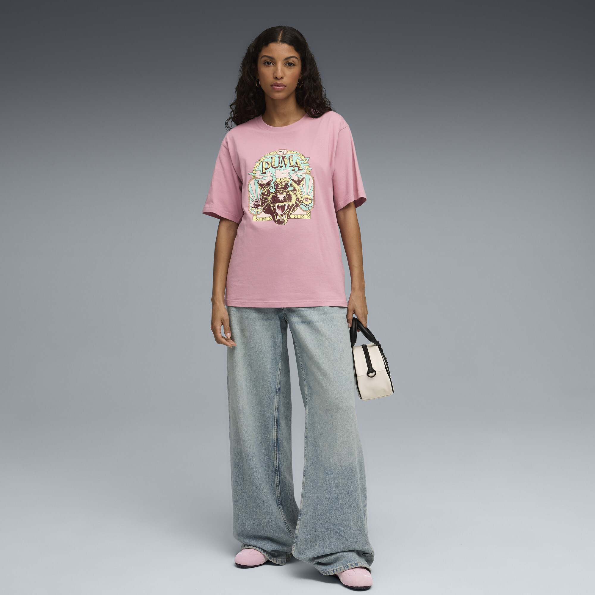 Graphic PUMA Fest relaxed T-shirt voor Dames, Roze, Maat XS thumbnail 4
