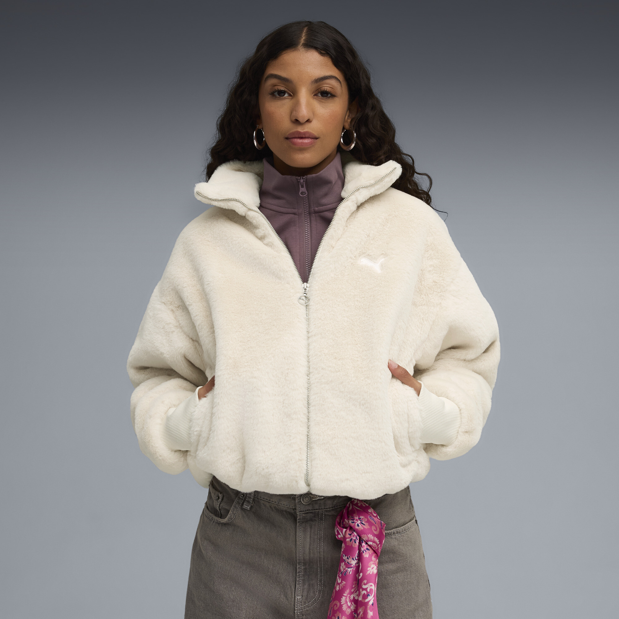PUMA Wardrobe Essentials Weiche Fleecejacke Damen, Kleidung, Alpine Snow, XS