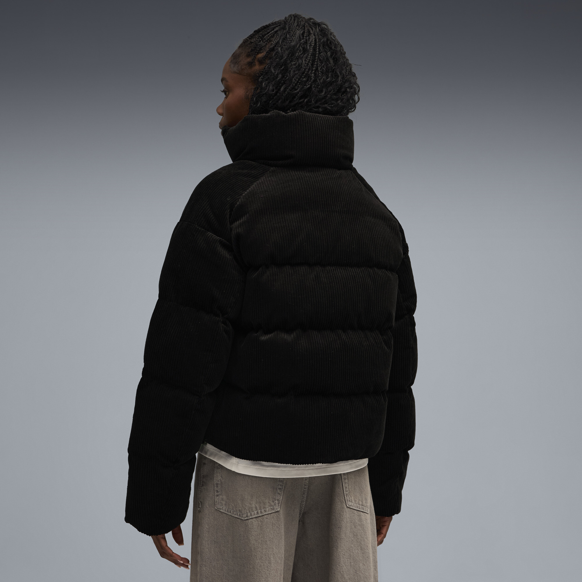 PUMA Wardrobe Essentials corduroy pufferjack voor Dames, Zwart, Maat S thumbnail 5