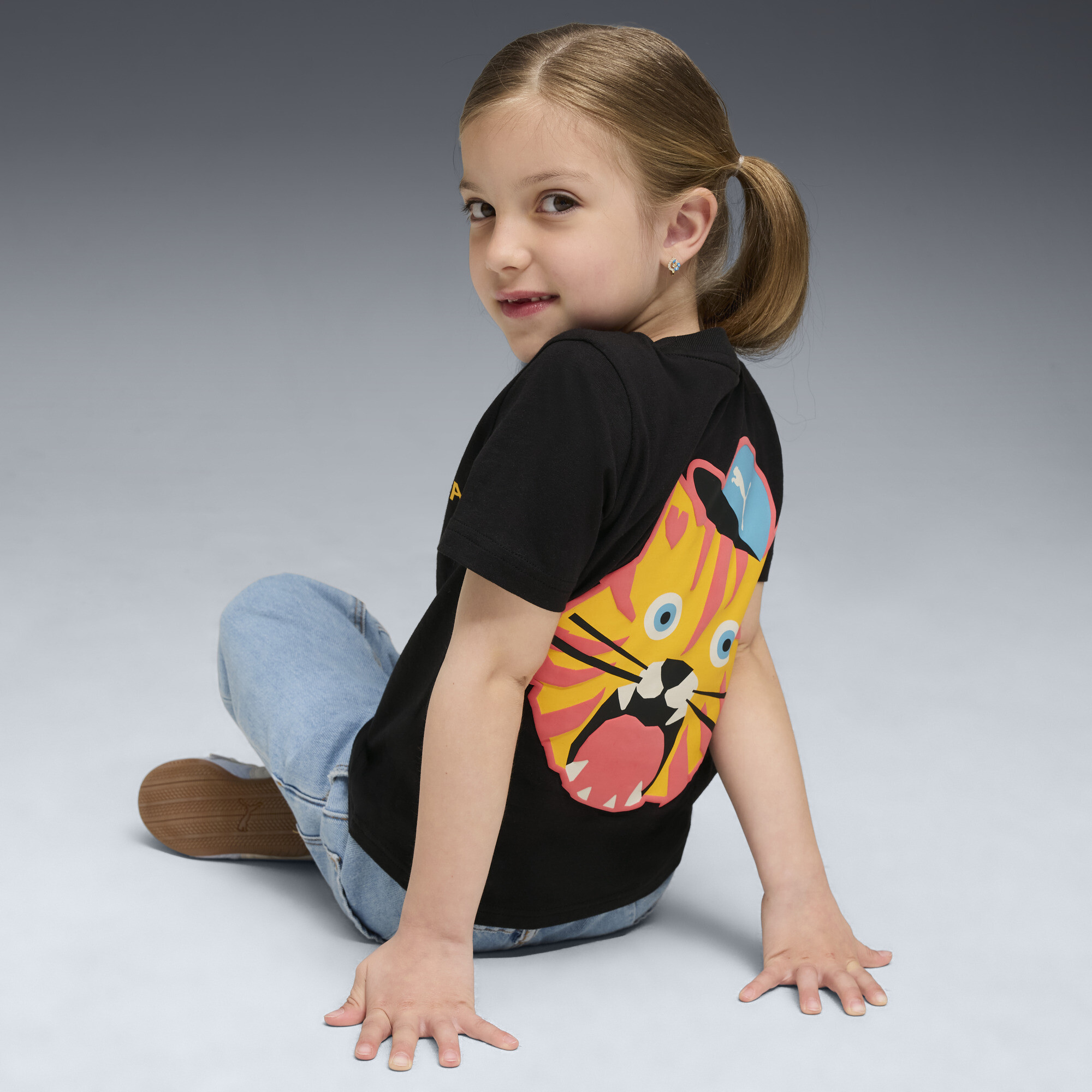 PUMA Moody Cat Graphic T-shirt I, Zwart, Maat 5-6Y thumbnail 4