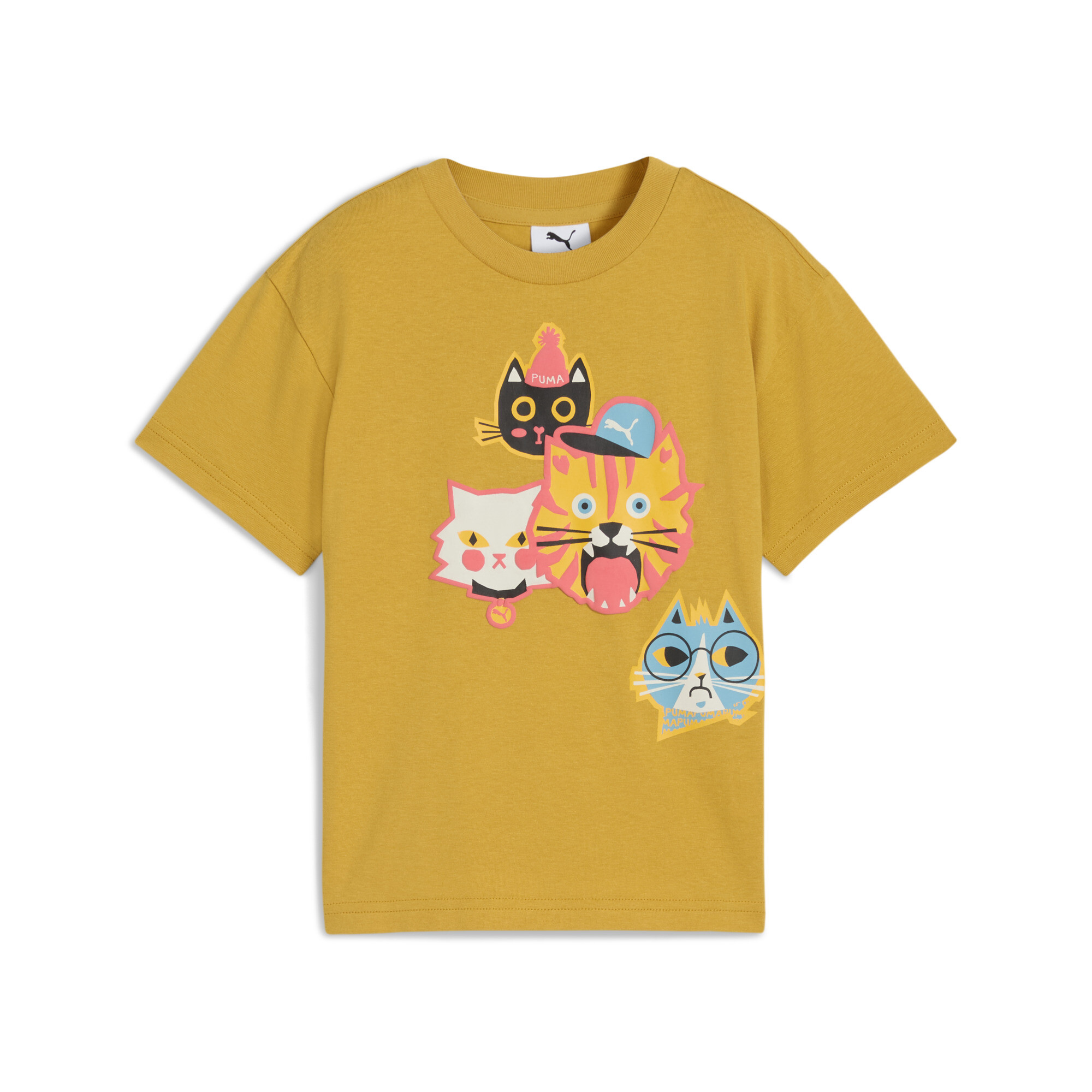PUMA Moody Cat Graphic T-shirt II, Goud, Maat 4-5Y thumbnail 3