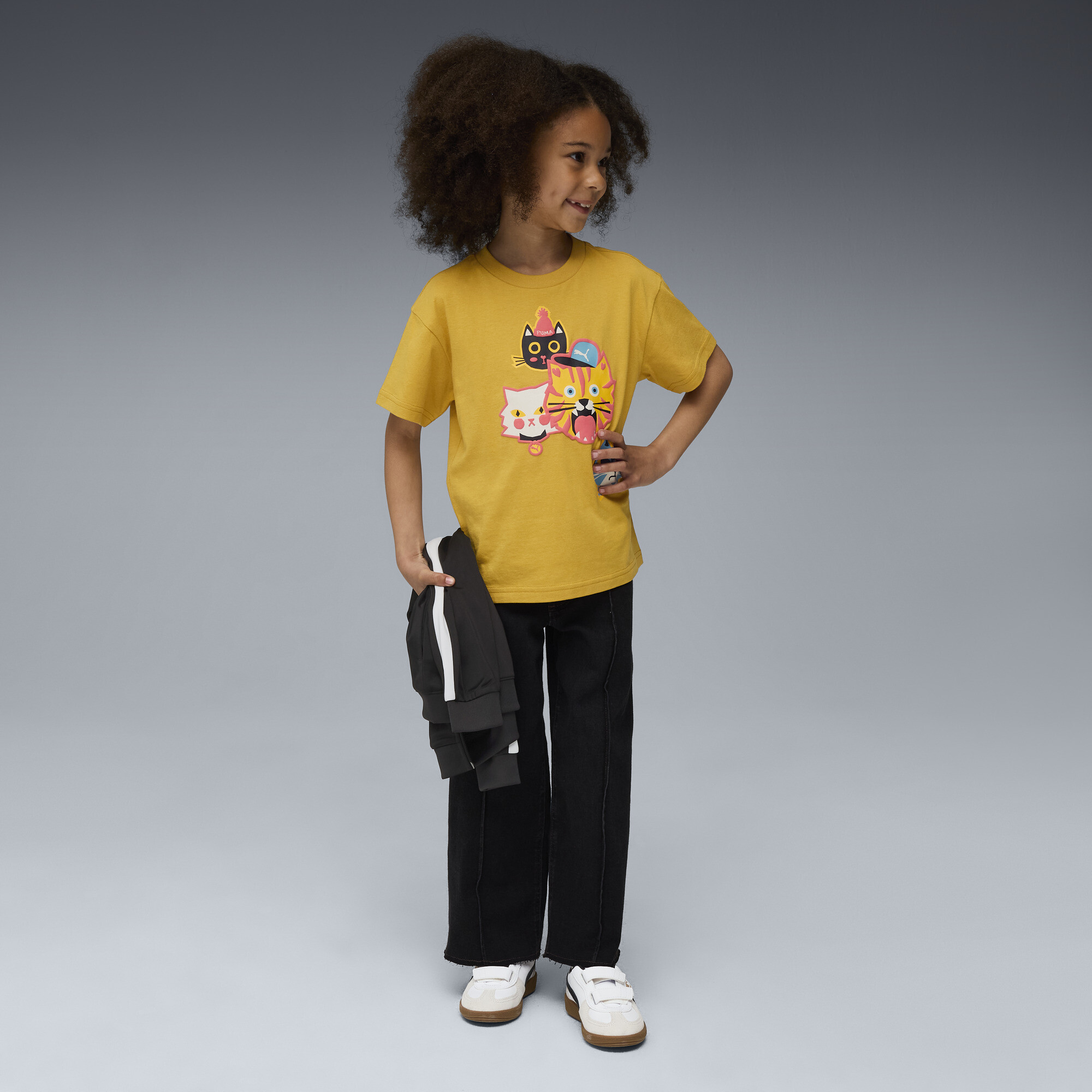 PUMA Moody Cat Graphic T-shirt II, Goud, Maat 4-5Y thumbnail 5