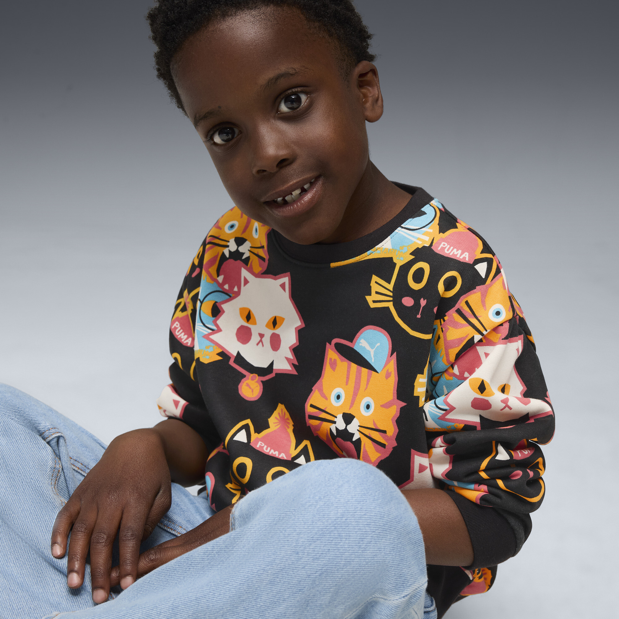 PUMA Moody Cat Crew, Zwart, Maat 2-3Y thumbnail 6