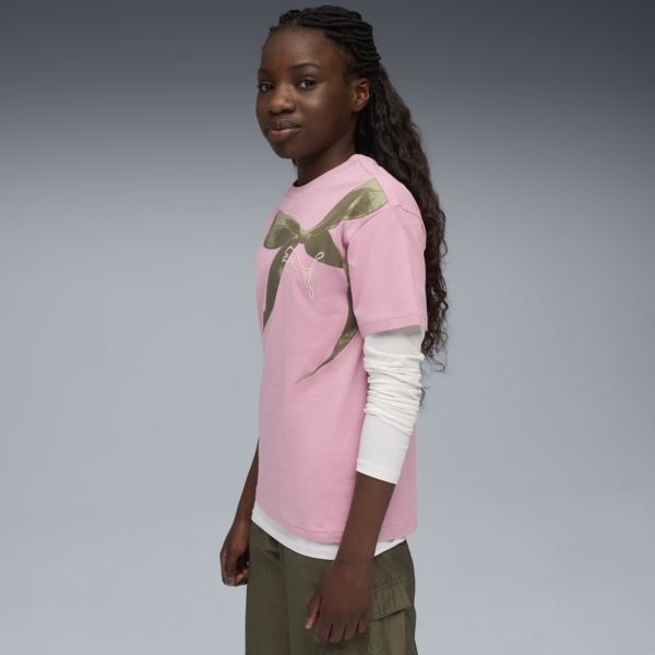 Bowtique Relaxed Graphic Tee Youth, Poised Pink, large-MEX