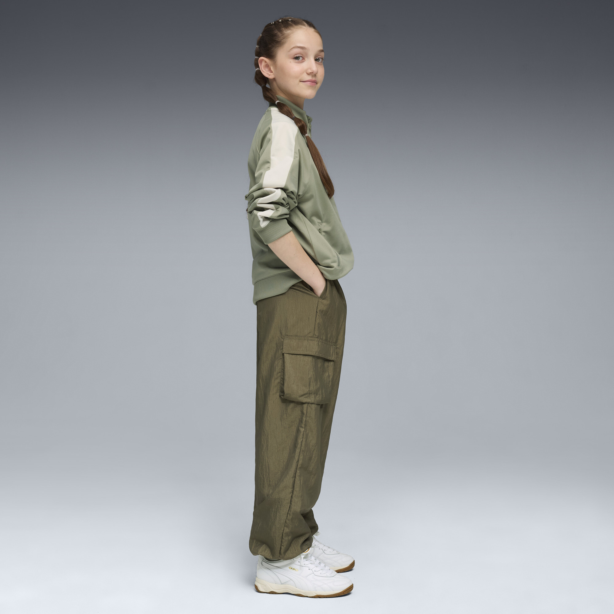 PUMA Bowtique geweven cargobroek voor Dames, Groen, Maat 15-16Y thumbnail 4