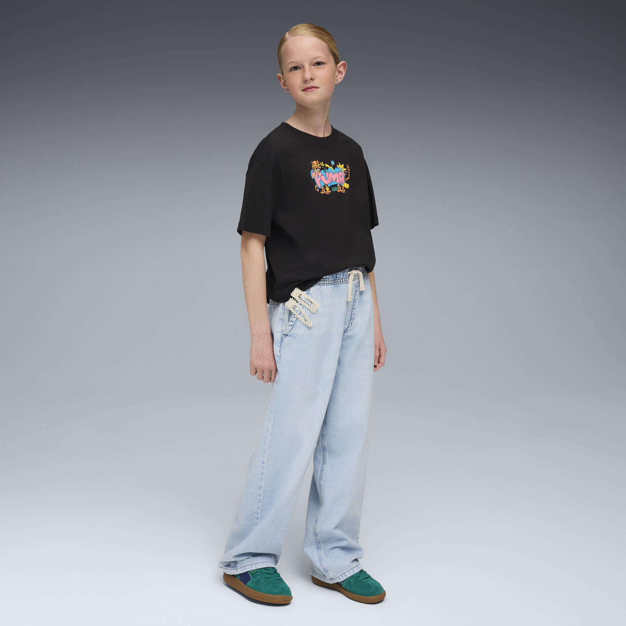 PUMA T-shirt met luipaardprint voor Dames, Zwart, Maat 7-8Y thumbnail 4