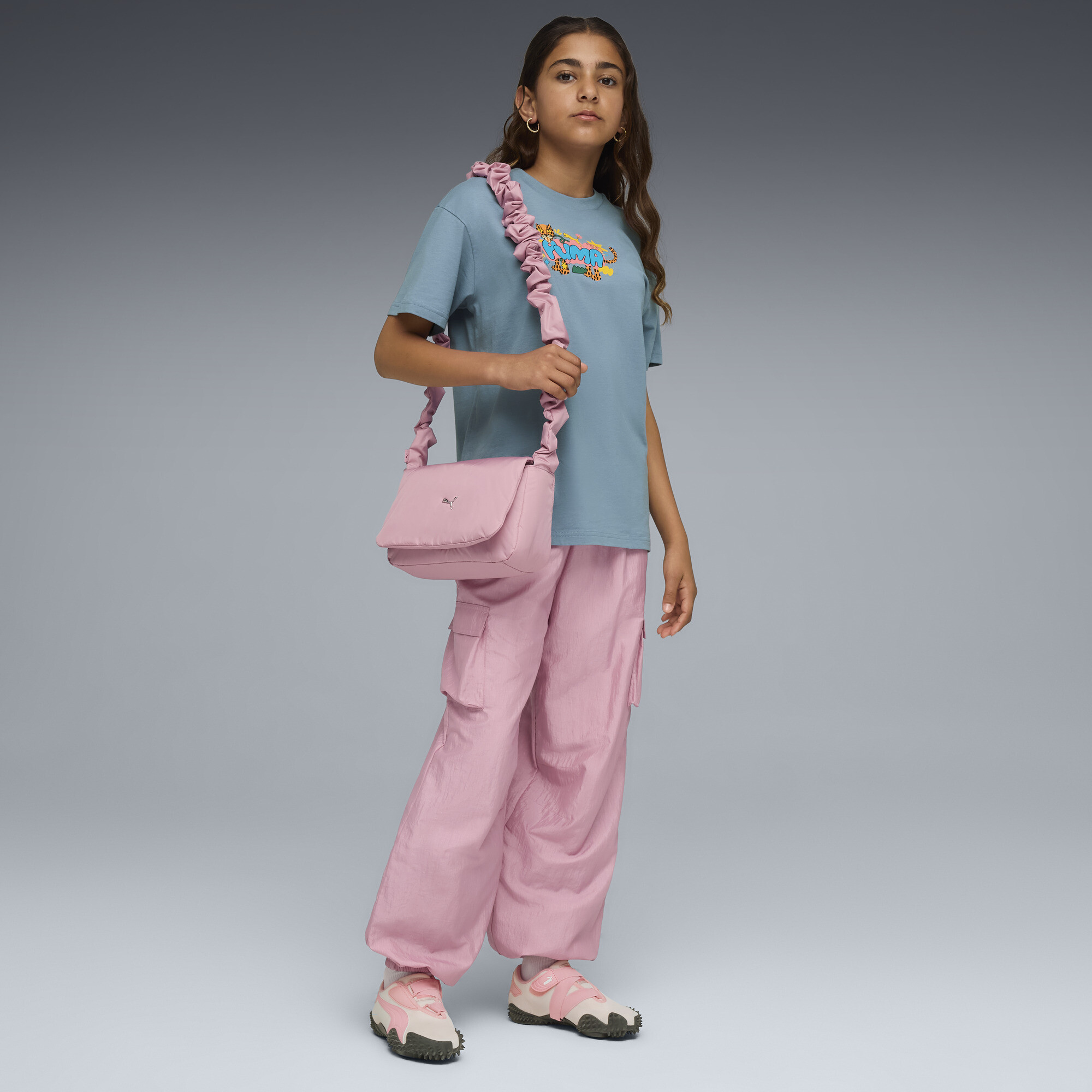 PUMA T-shirt met luipaardprint voor Dames, Blauw, Maat 15-16Y thumbnail 4