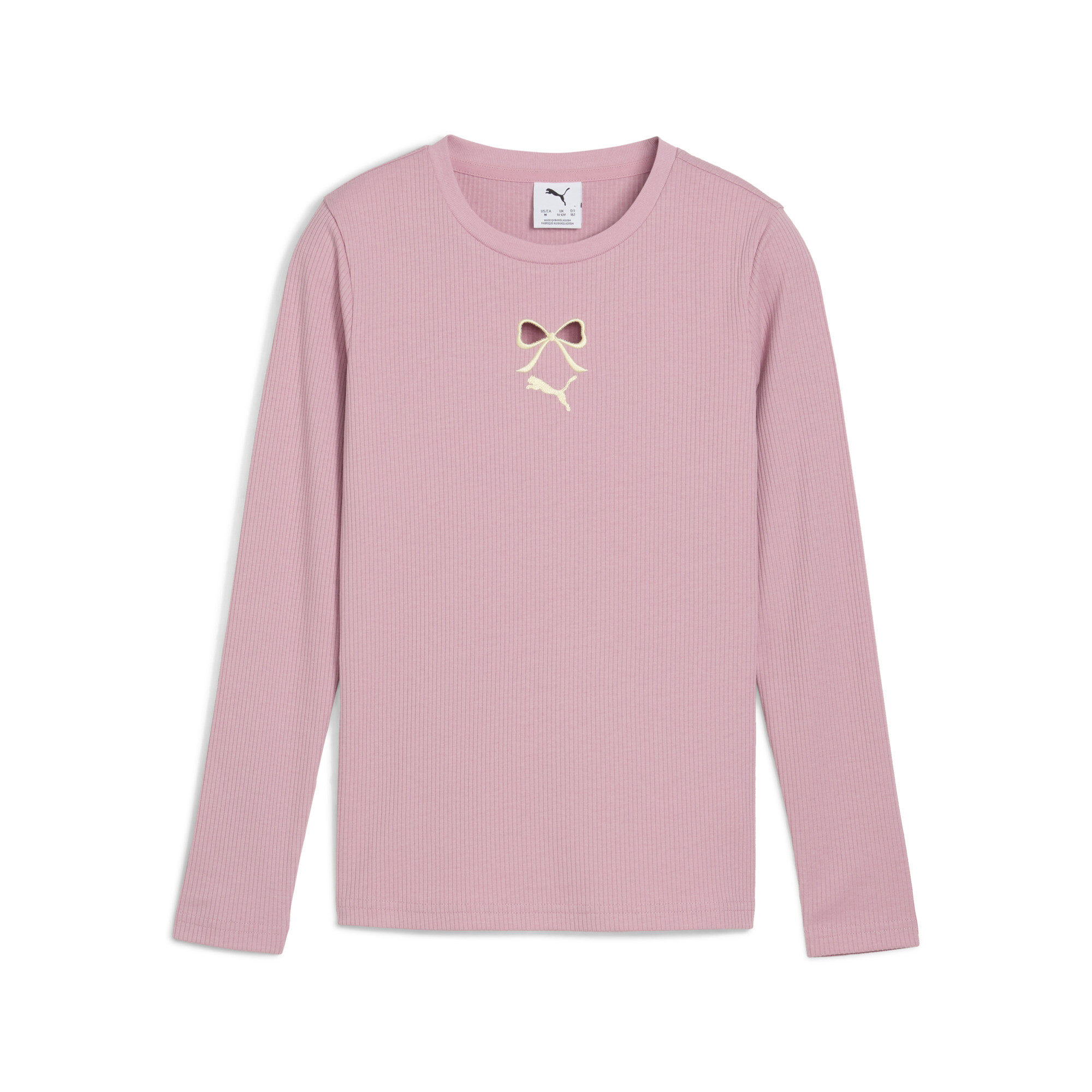 PUMA Shirt met lange mouwen met print van strik voor Dames, Roze, Maat 9-10Y thumbnail 3