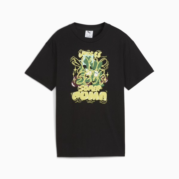 Playera estampada Super PUMA para adolescentes, PUMA Black, large-MEX
