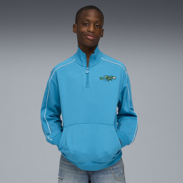 Sudadera PUMA Con Cierre Super T7 para Adolescentes en Talle 13-14Y Tropical Azul