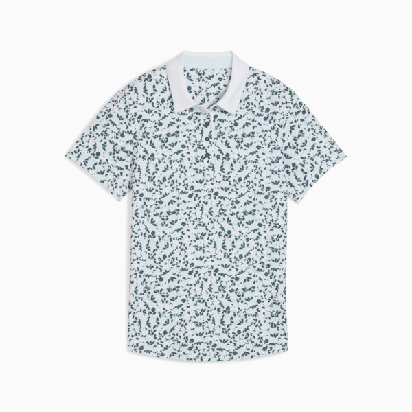 Floral Burst Golf Polo Women, Sea Glass, large-ZAF