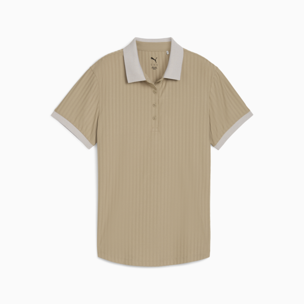 MATTR Jacquard Stripe Golf Polo Women, Ice Coffee, large-ZAF