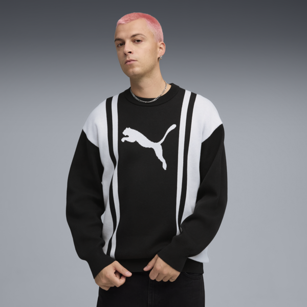 FUTURE.PUMA.ARCHIVE Relaxed Knitted Sweater Unisex, PUMA Black-PUMA White, large-ZAF