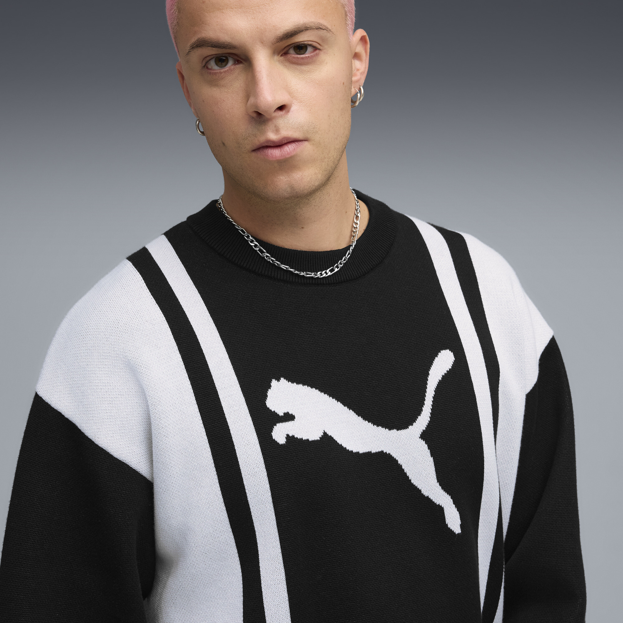 FUTURE.PUMA.ARCHIVE relaxte gebreide trui uniseks, Zwart/Wit, Maat XS thumbnail 7