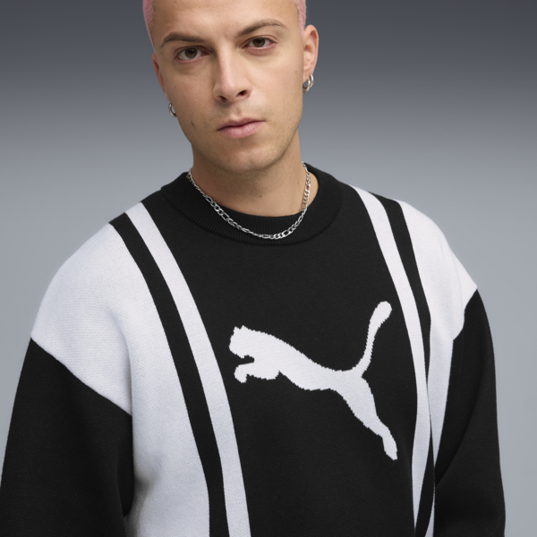 FUTURE.PUMA.ARCHIVE Relaxed Knitted Sweater Unisex, PUMA Black-PUMA White, large-ZAF