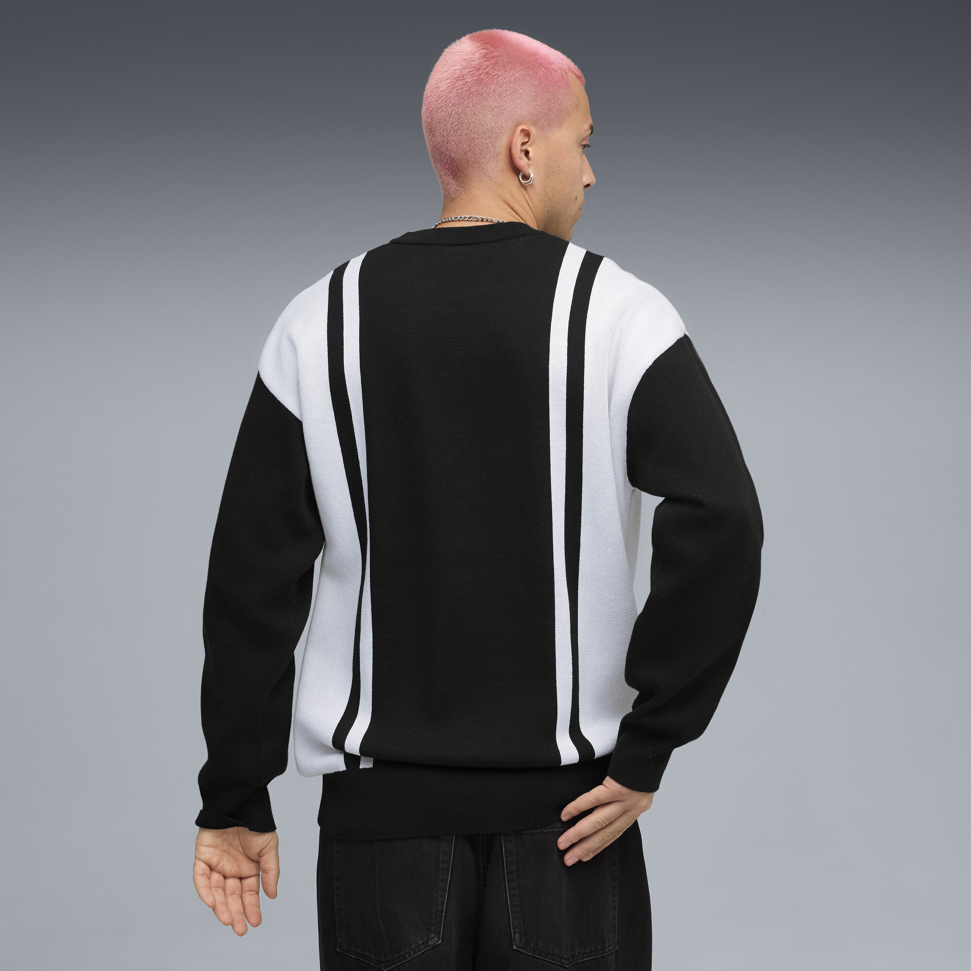 FUTURE.PUMA.ARCHIVE relaxte gebreide trui uniseks, Zwart/Wit, Maat XS thumbnail 5