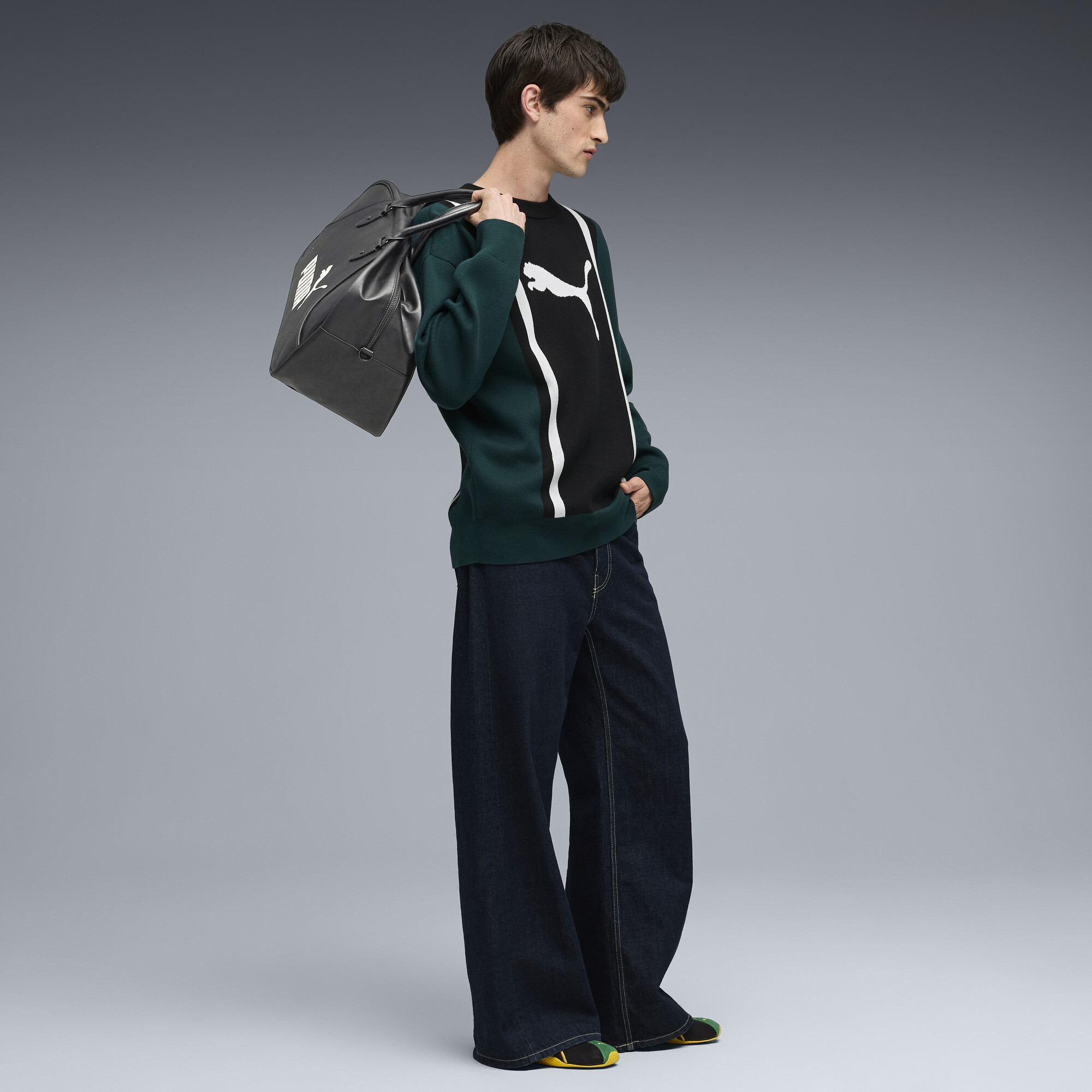 FUTURE.PUMA.ARCHIVE relaxte gebreide trui uniseks, Groen/Zwart, Maat S thumbnail 6