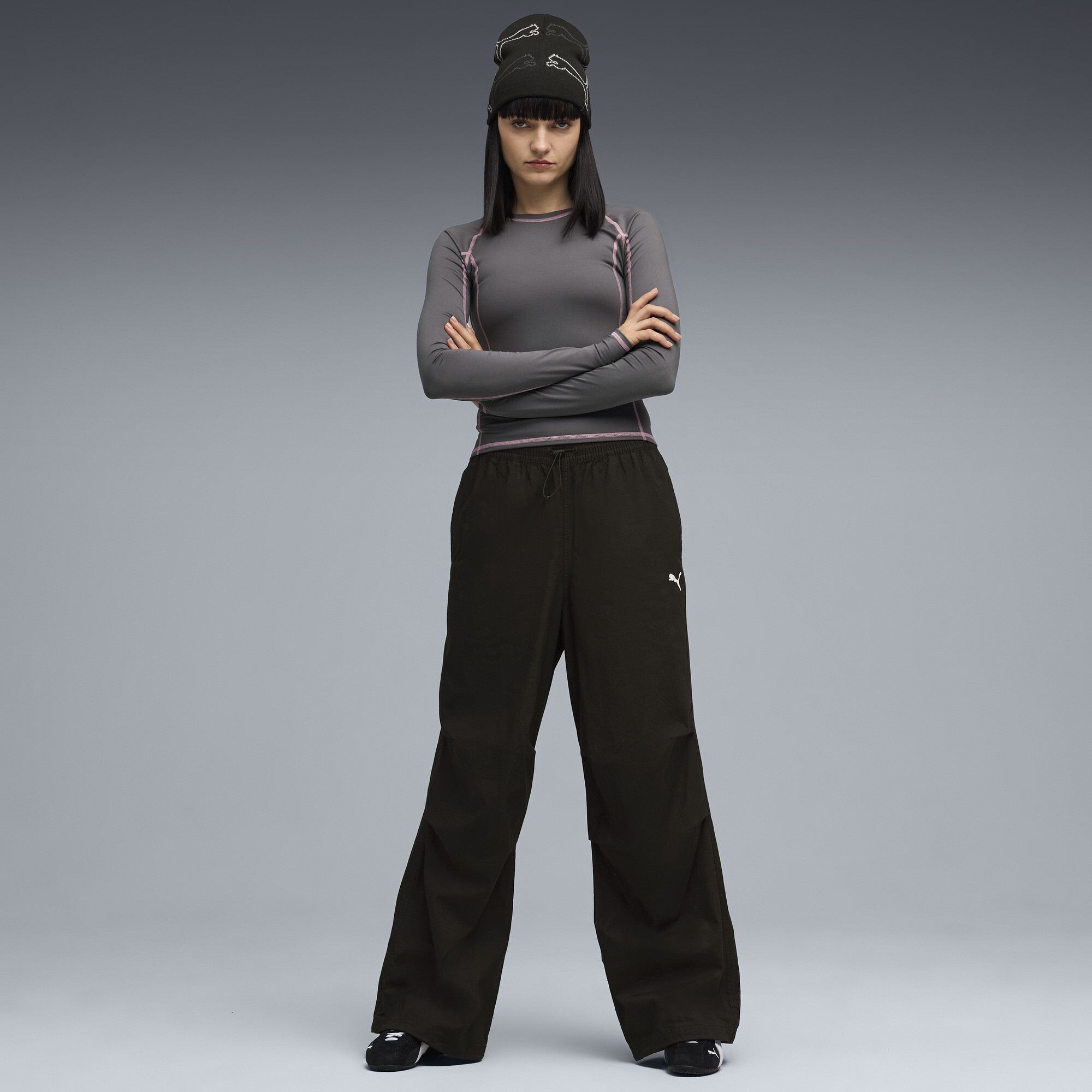 PUMA YONA strakke top met lange mouwen voor Dames, Grijs, Maat L thumbnail 6