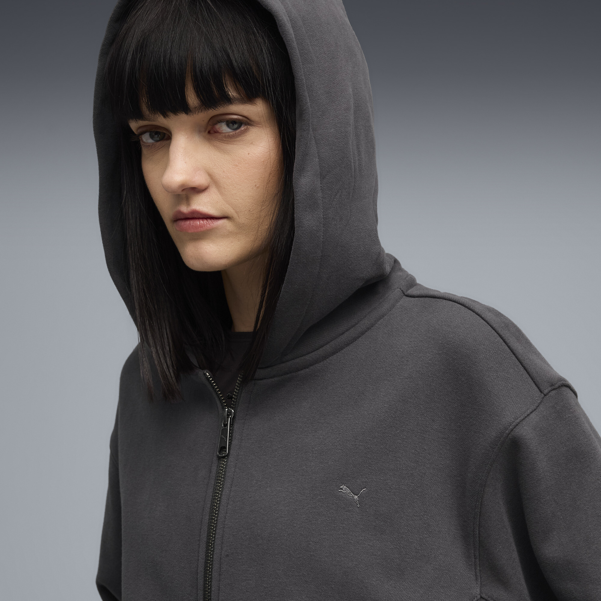 PUMA YONA hoodie met volledige rits voor Dames, Grijs, Maat XS thumbnail 7