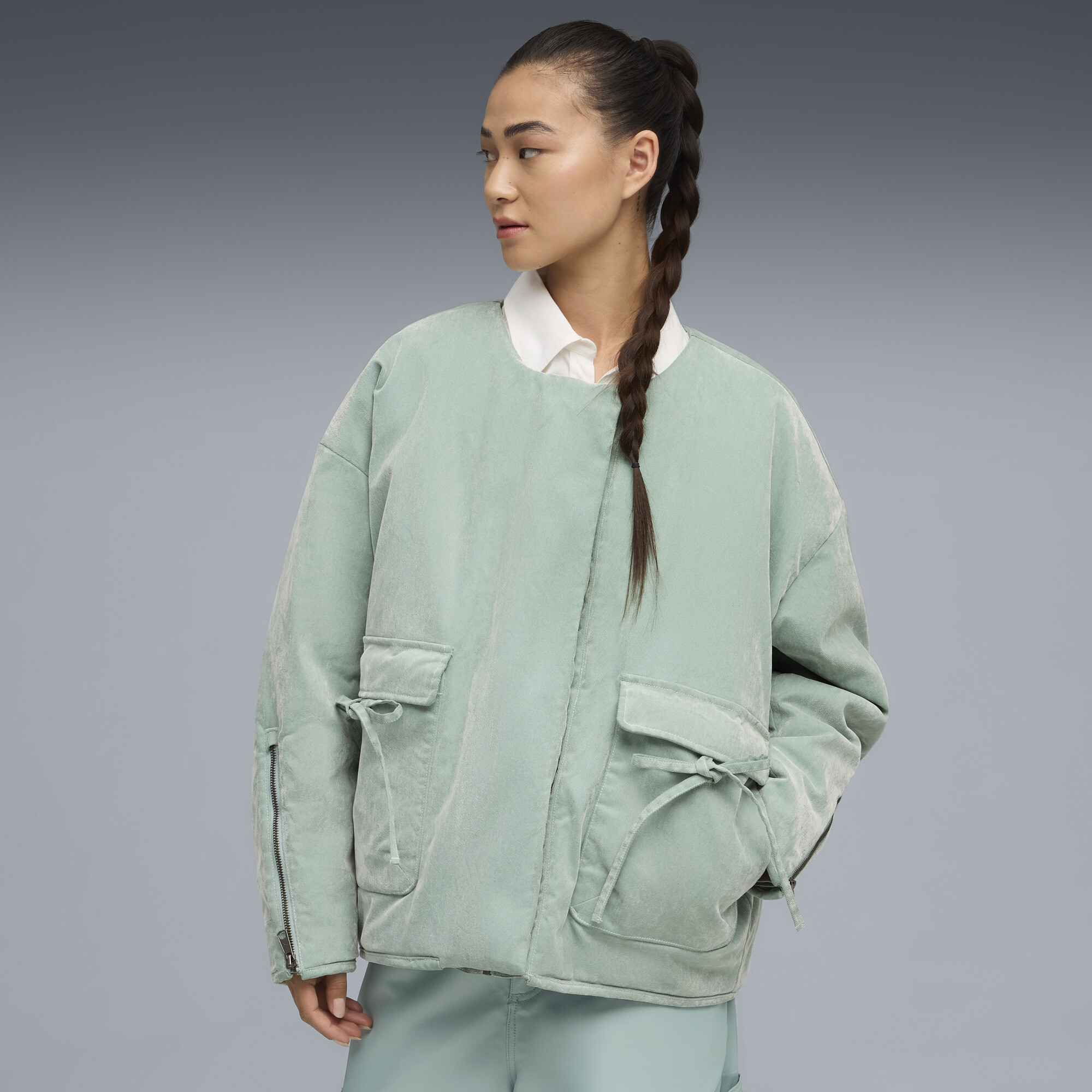 m*様 DEFORM DOCKING NYLON JACKET Ivory AMERI DEFORM DOCKING NYLON JACKET 異素材使いがポイントのナイロン