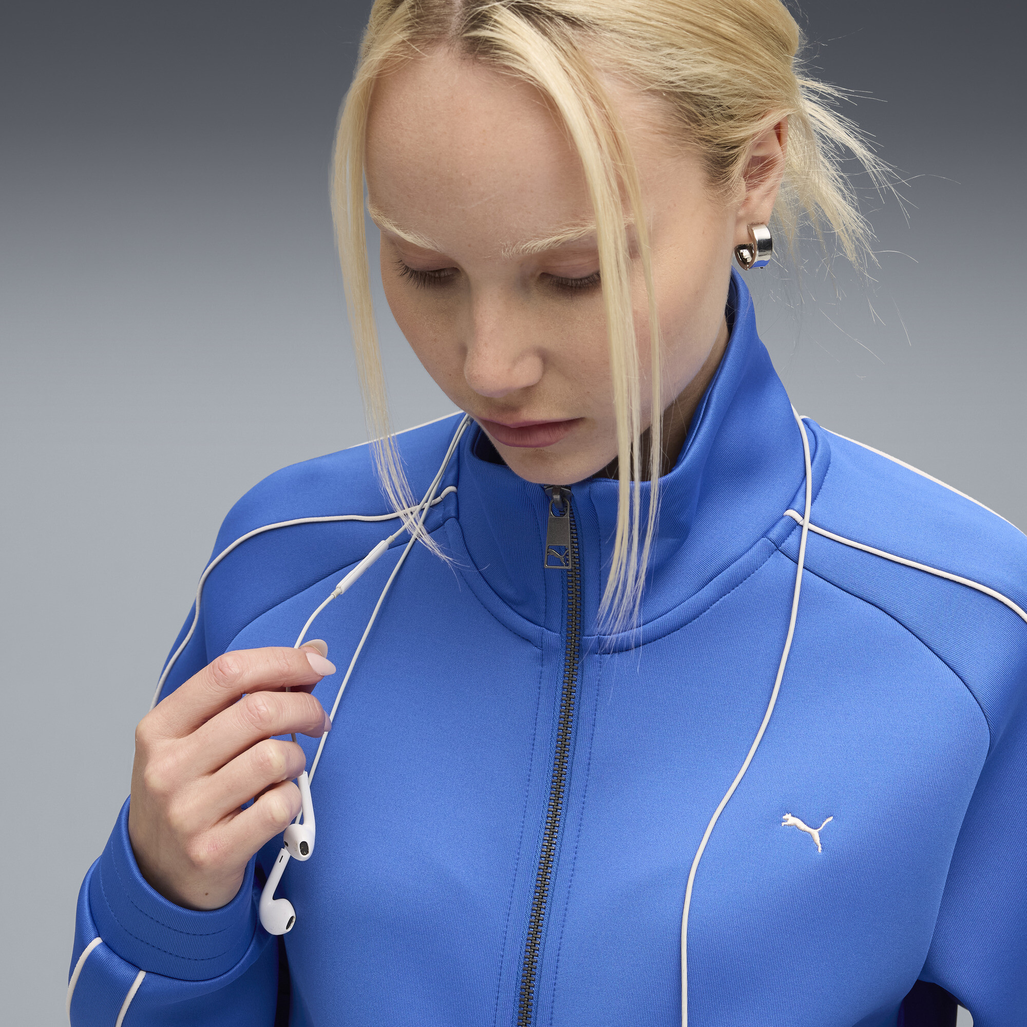 PUMA T7 trainingsjack voor Dames, Blauw, Maat S thumbnail 7