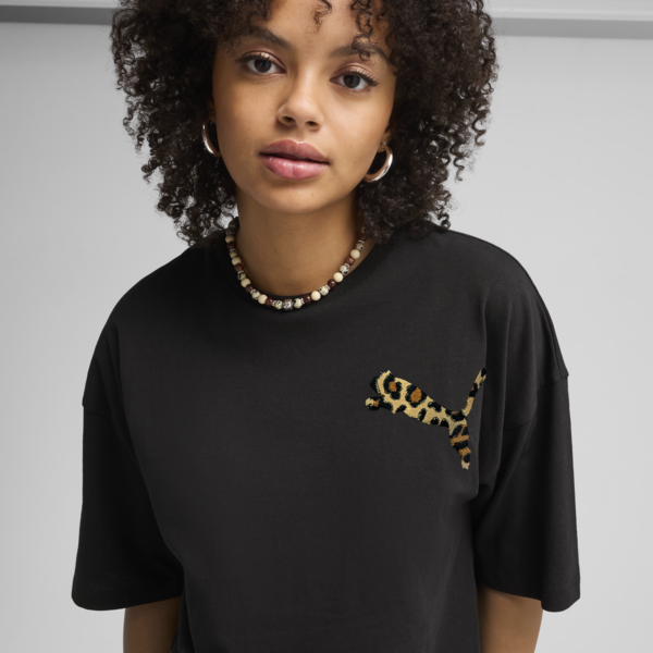 Remera oversize LEO LUXE para mujer, PUMA Black, large-ARG