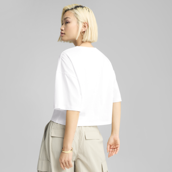 LEO LUXE Oversized Short Tee Women, PUMA White, large-ZAF