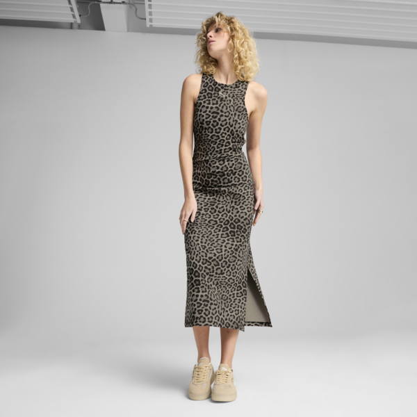 Vestido estampado LEO LUXE para mujer, PUMA Black, large-MEX