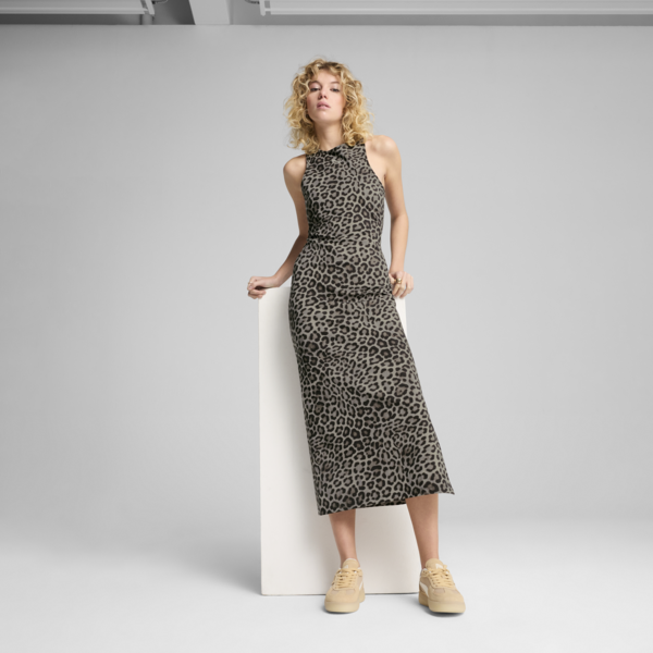 Vestido estampado LEO LUXE para mujer, PUMA Black, large-MEX