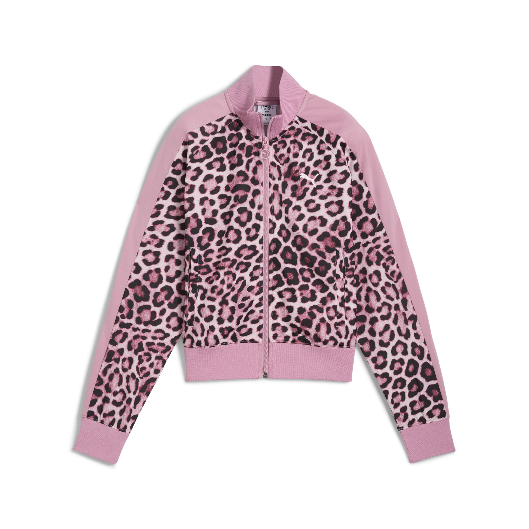 PUMA T7 LEO LUXE all-over print kort trainingsjack voor Dames, Roze, Maat L thumbnail 3