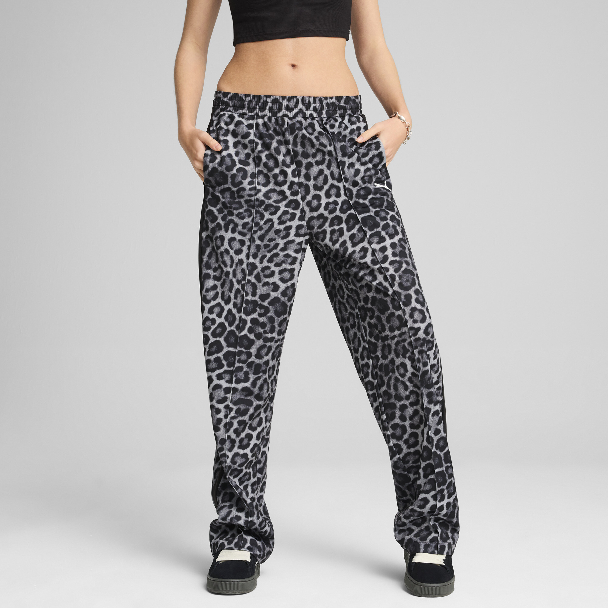 Puma T7 LEO LUXE Straight Hose mit Allover-Print Damen | Mit Animal Print | Black | Größe: XL