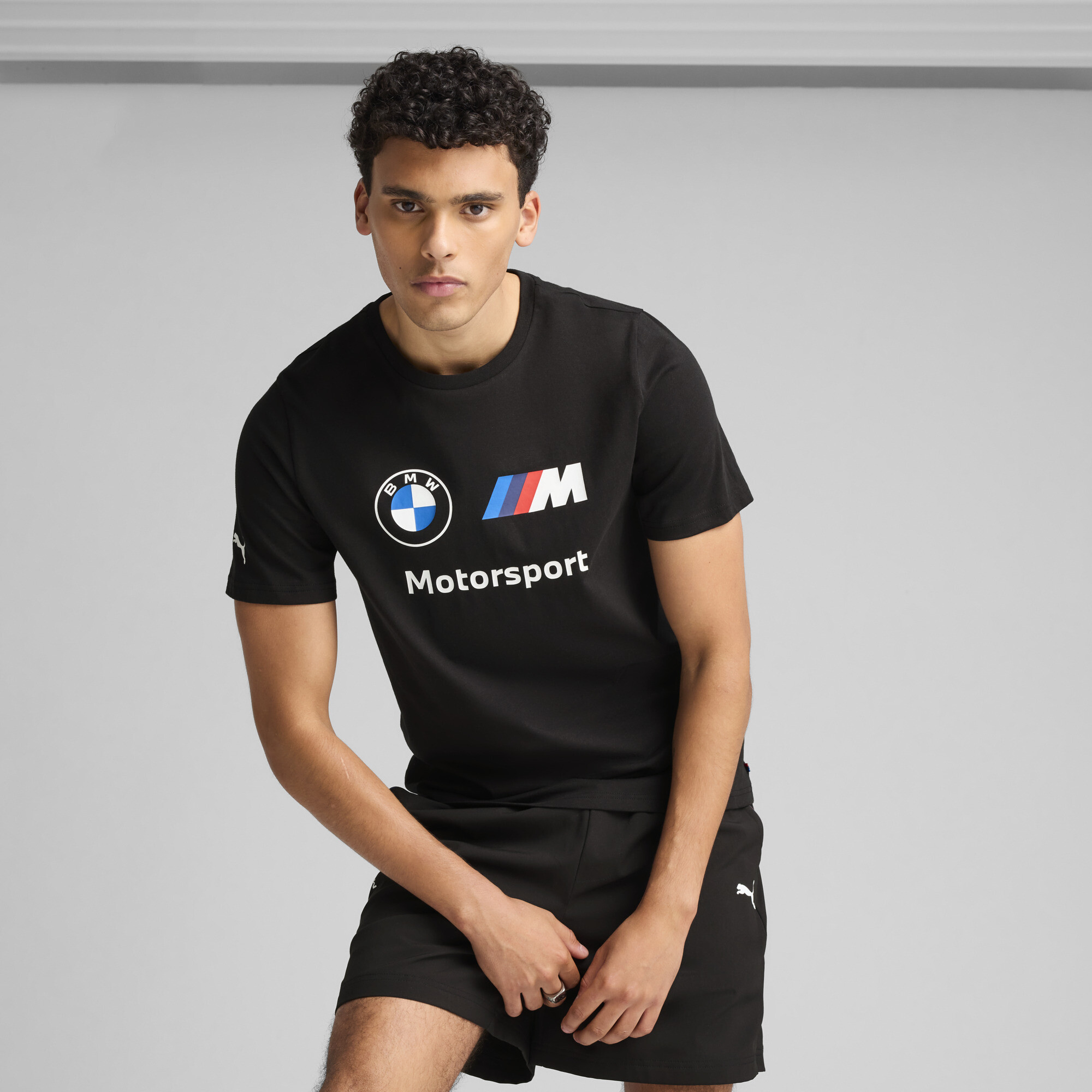 Puma BMW M Motorsport Essentials Logo T-Shirt für Herren | Mit Logo Print | Black | Größe: L