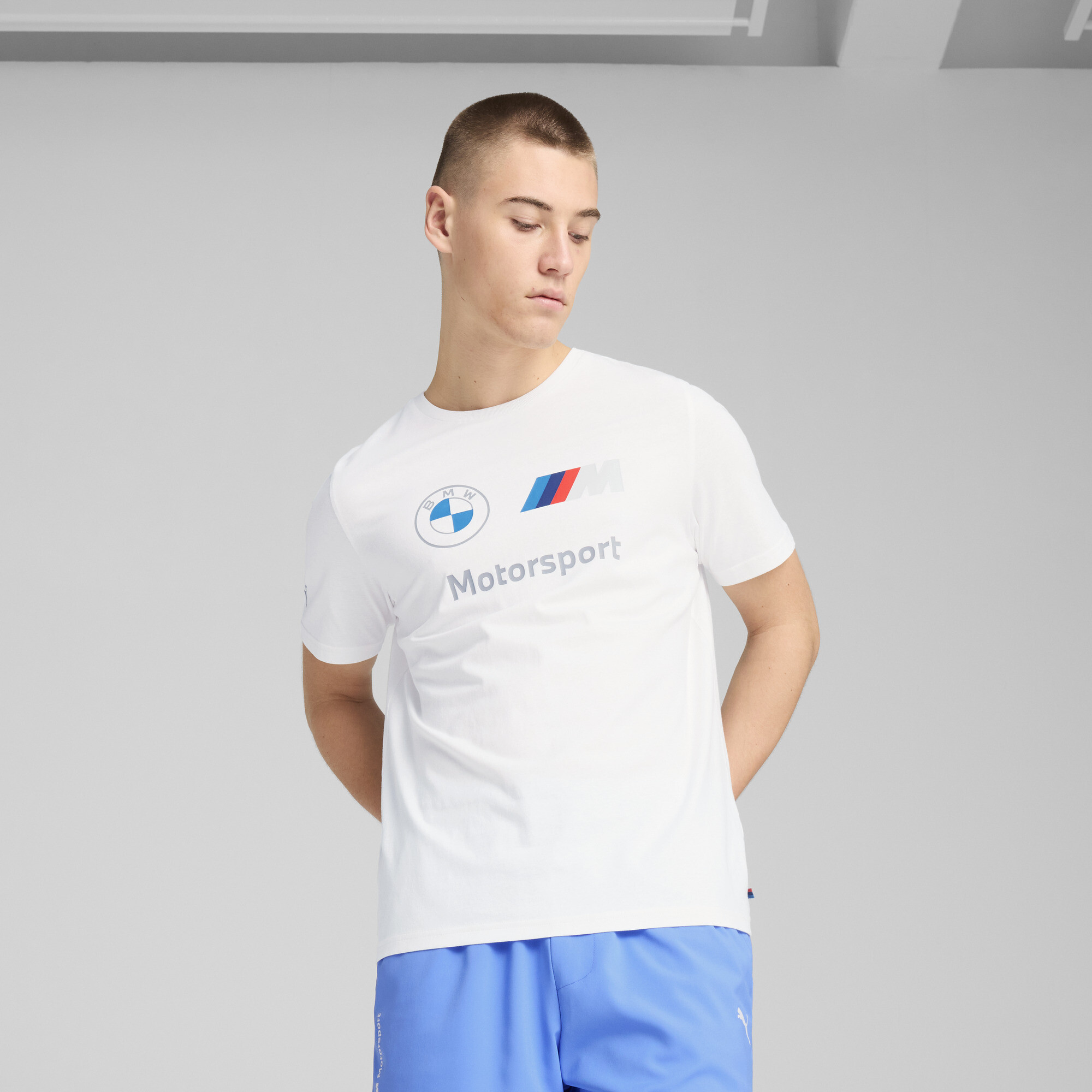 Puma BMW M Motorsport Essentials Logo T-Shirt für Herren | Mit Logo Print | White | Größe: L