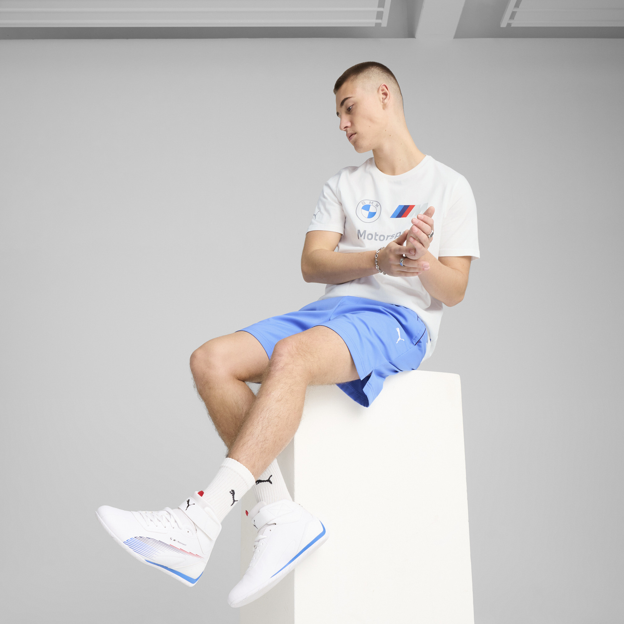 PUMA BMW M Motorsport Essentials T-shirt met logo voor Heren, Wit, Maat 4XL thumbnail 4