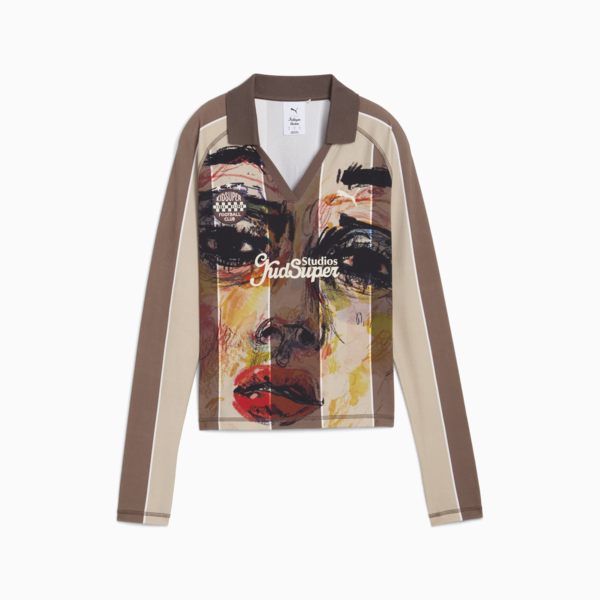 PUMA x KIDSUPER Long Sleeve Jersey Women, Flat Bronze-AOP, large-ZAF