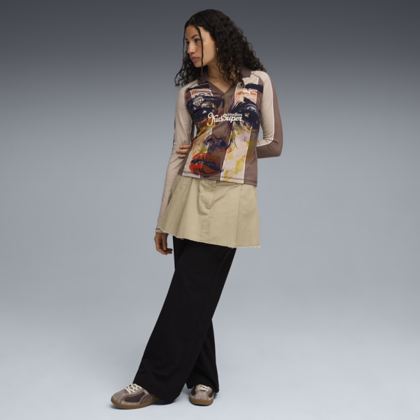 PUMA x KIDSUPER Long Sleeve Jersey Women, Flat Bronze-AOP, large-ZAF