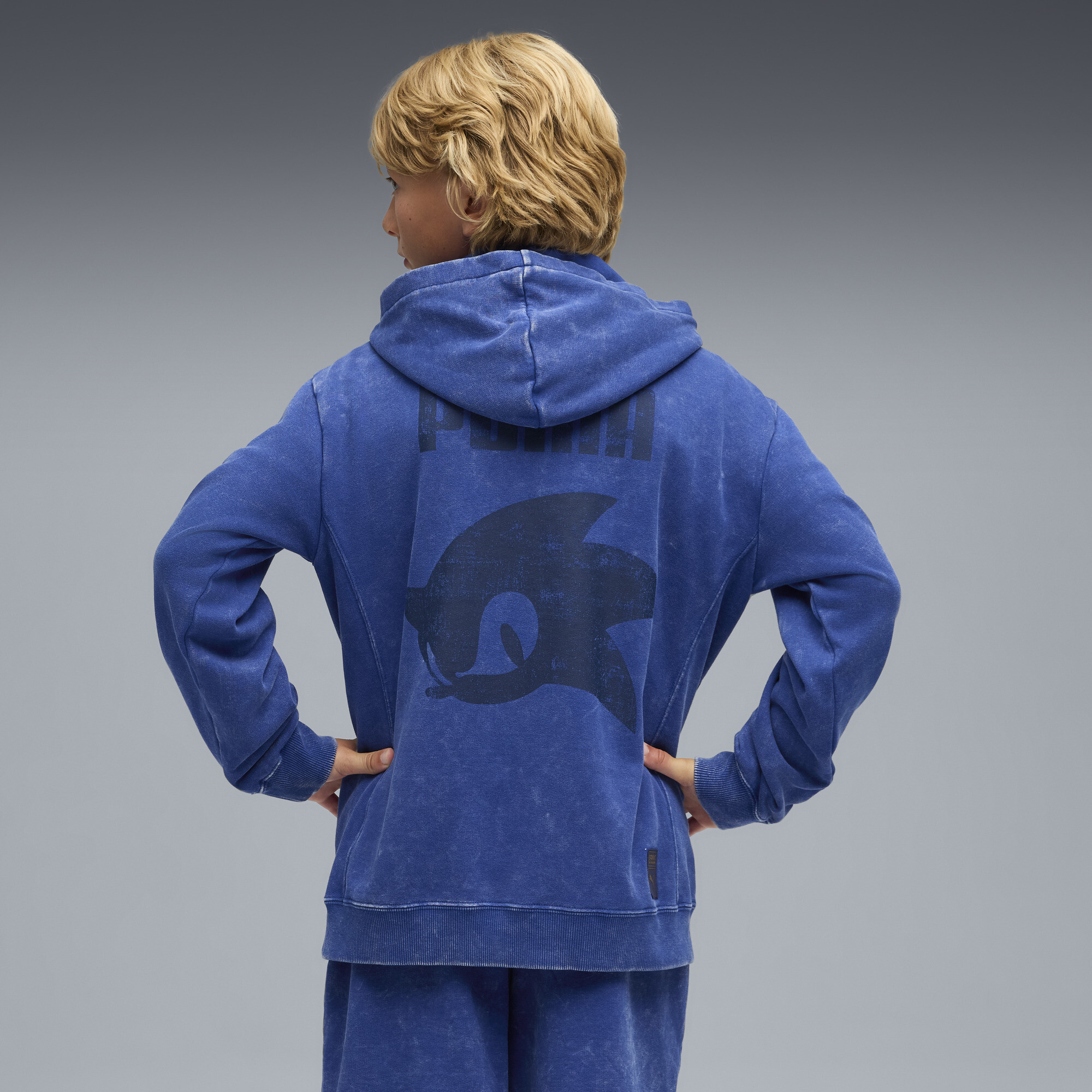 PUMA x SONIC THE HEDGEHOG hoodie met grafische print voor Heren, Blauw, Maat 7-8Y thumbnail 3