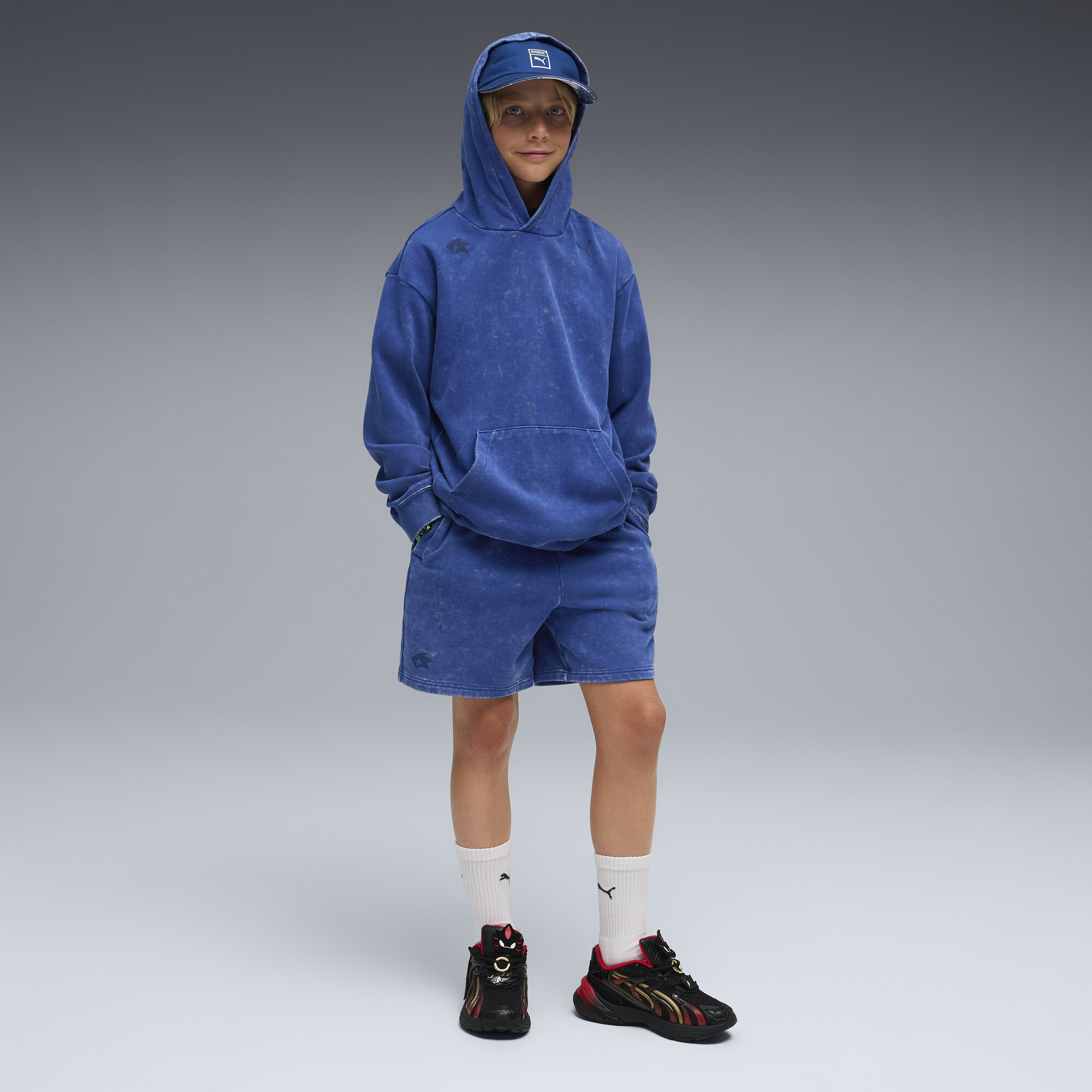 PUMA x SONIC THE HEDGEHOG hoodie met grafische print voor Heren, Blauw, Maat 7-8Y thumbnail 2